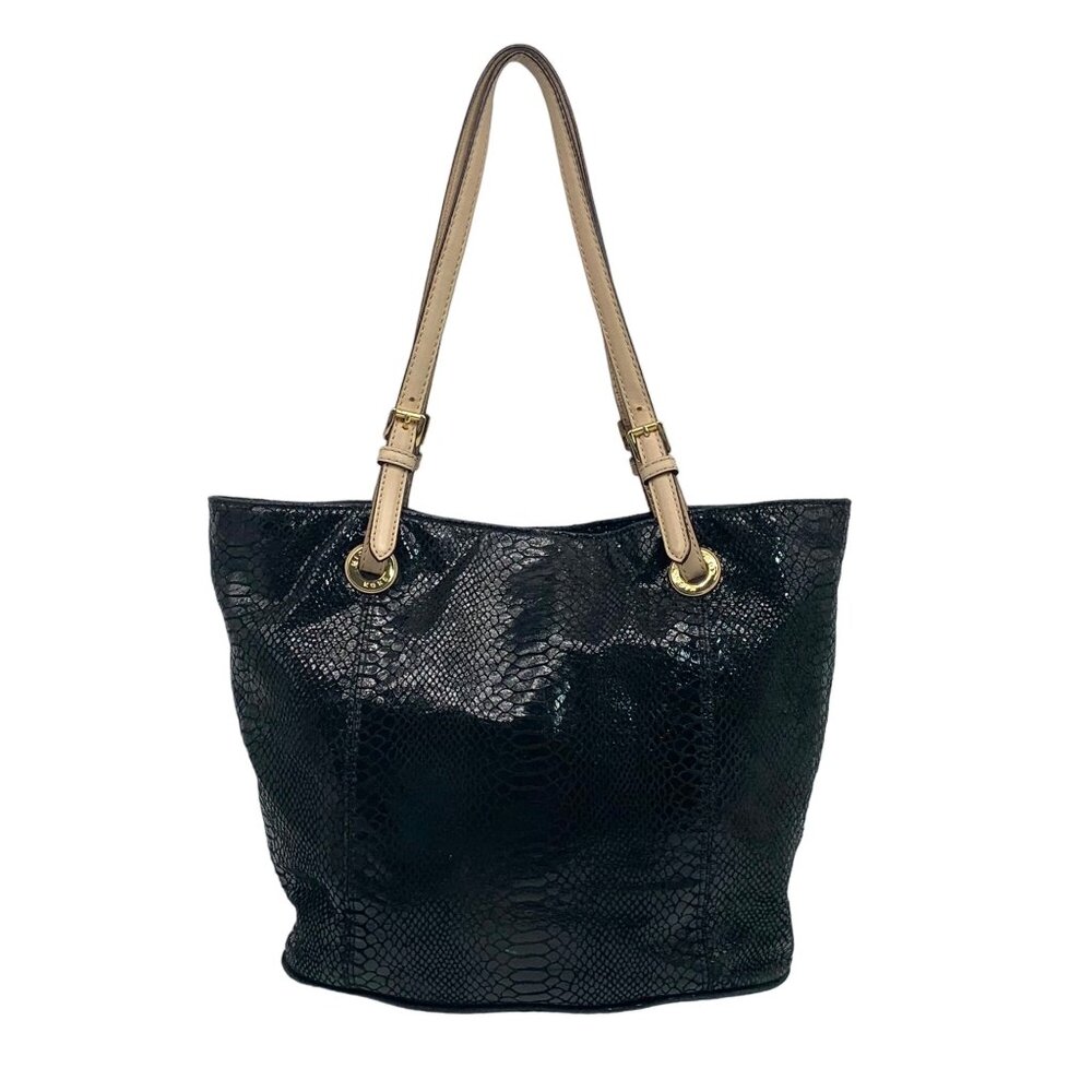 Michael Kors Jet Set Black Embossed Python Tote - image 1